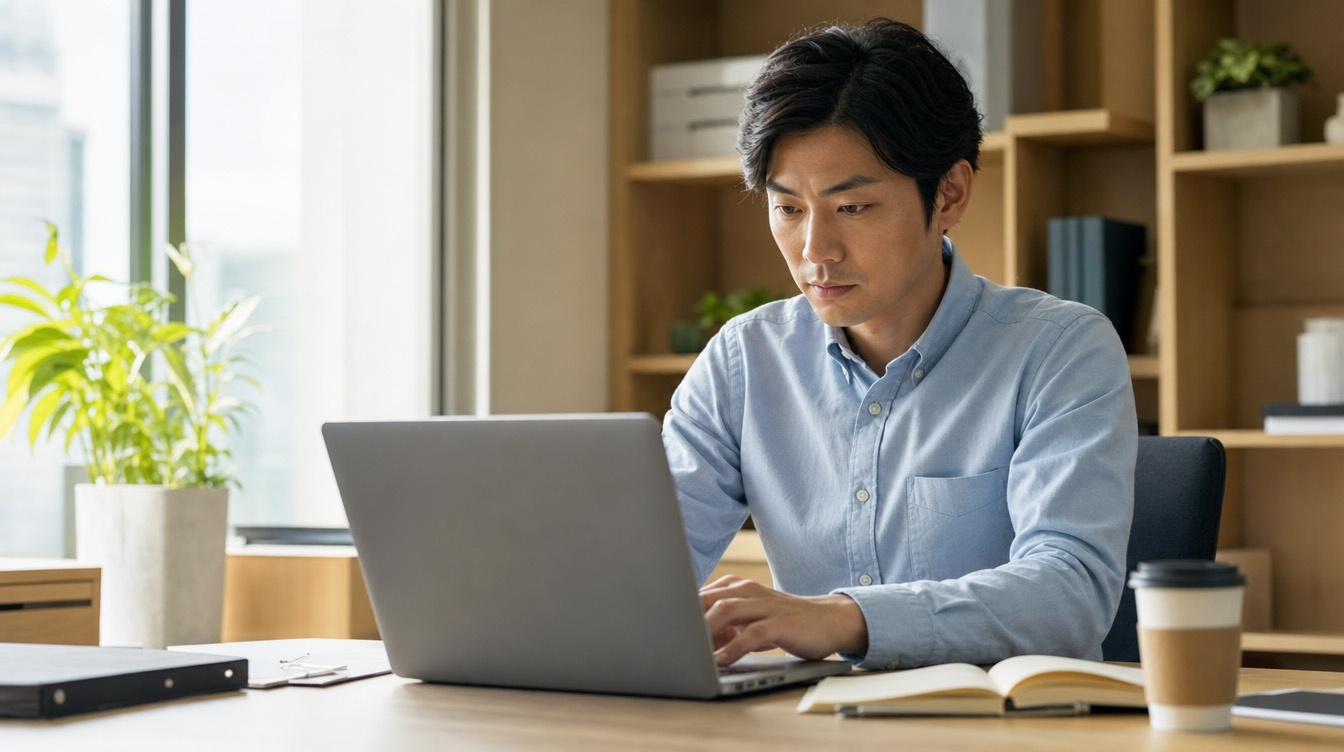小紅書広告の費用相場を電卓と資料で試算するビジネスパーソン