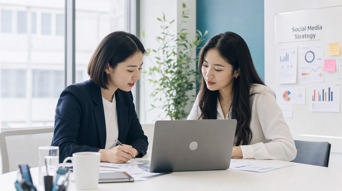 投稿運用代行の月額費用の相場を試算するマーケティング担当者のデスク