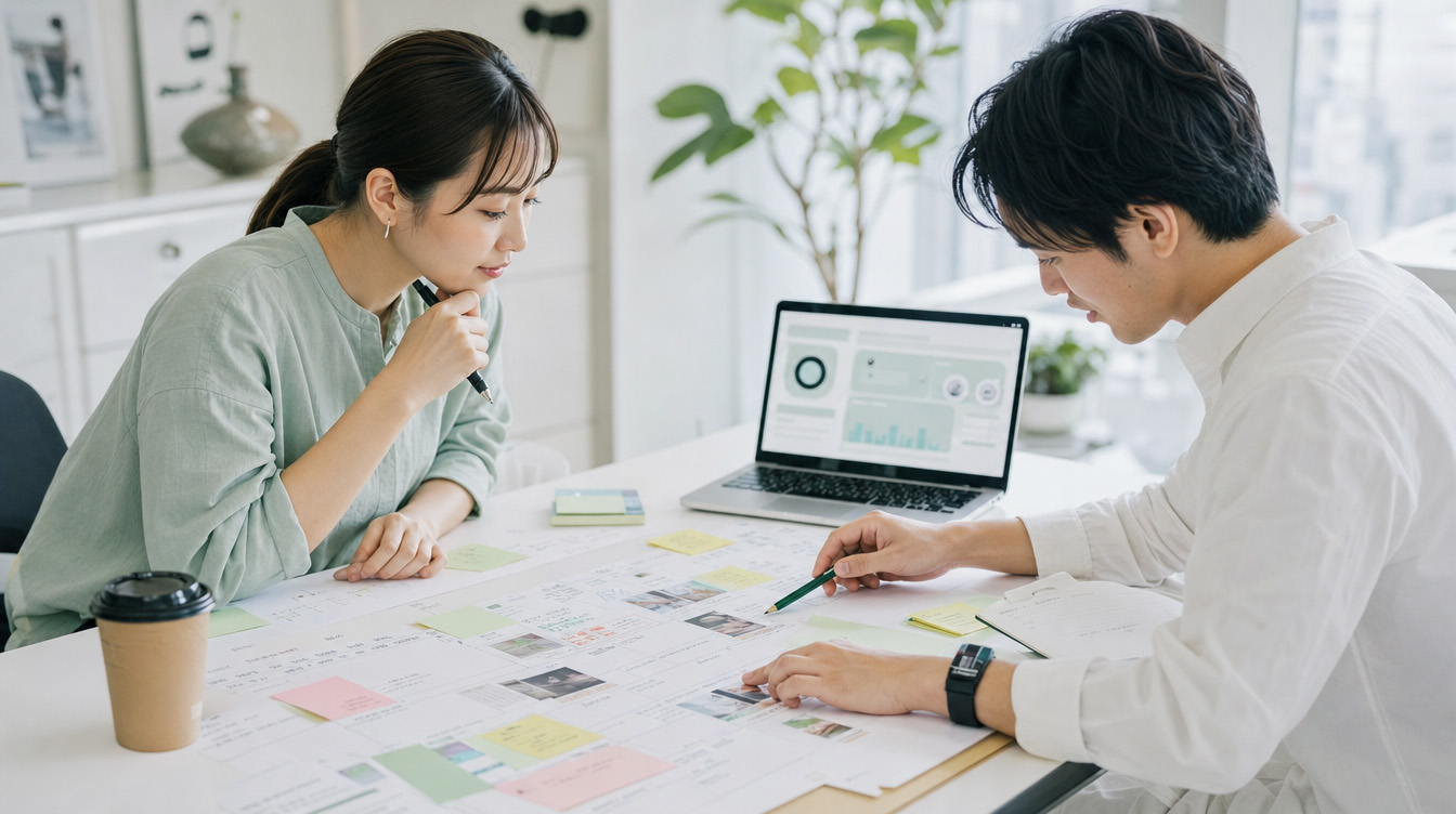 マーケティングの費用相場を検討する打ち合わせ風景