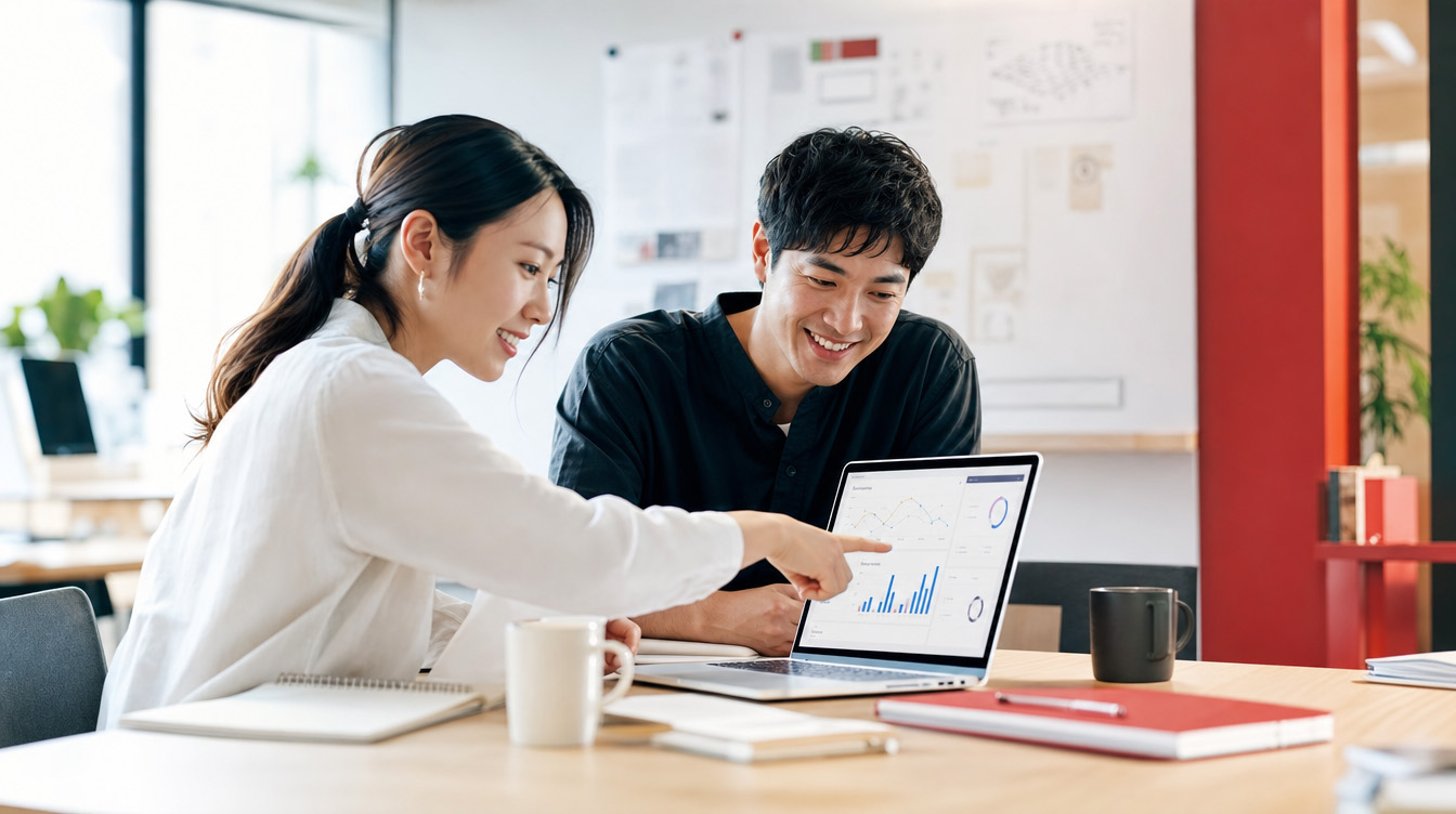 小紅書のインフルエンサーマーケティングについて打ち合わせをするマーケティング担当者