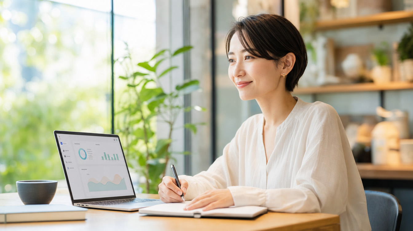 小紅書の投稿が伸びない原因と対処法を振り返り次の運用計画を立てる女性